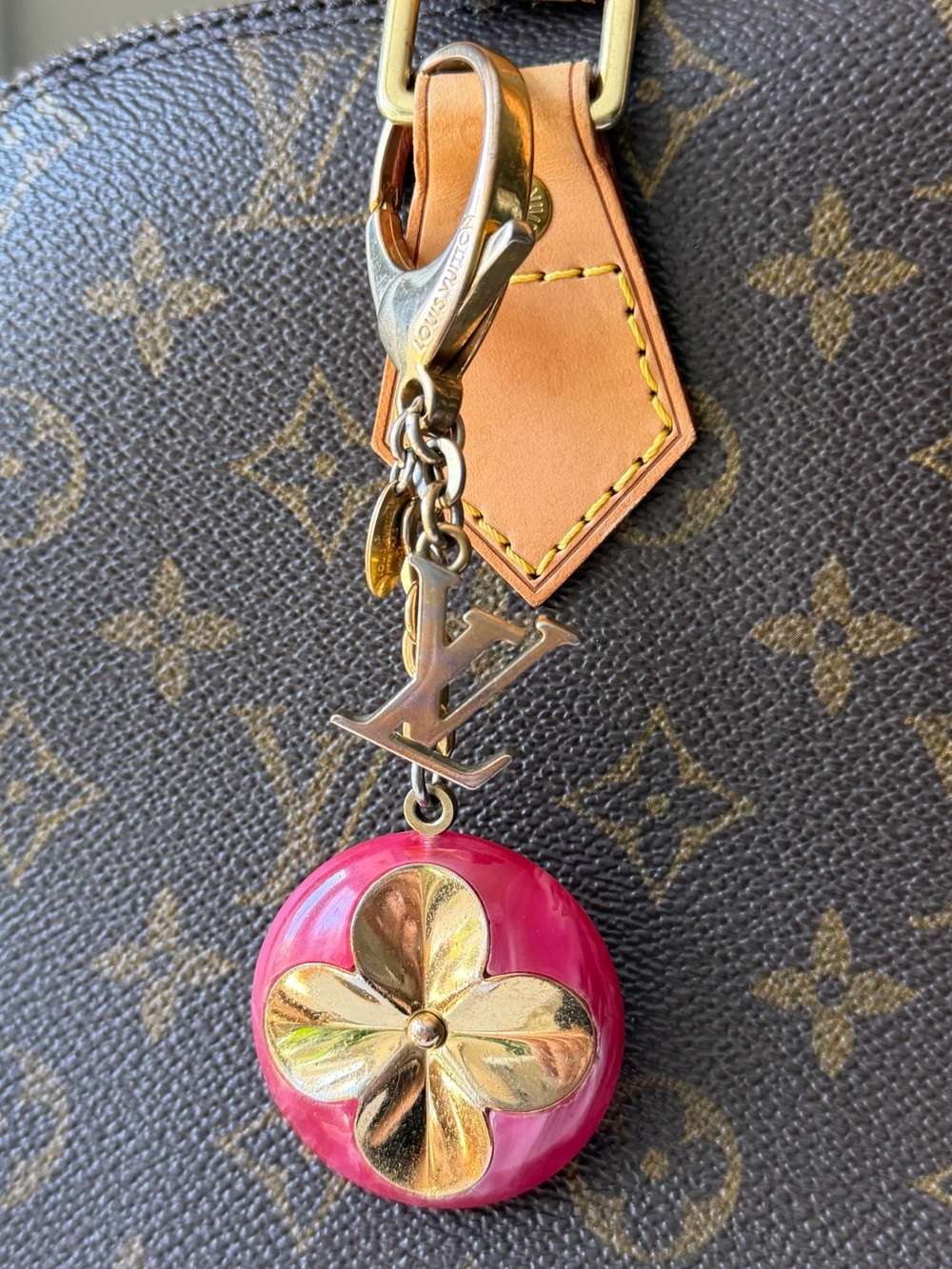Louis Vuitton Fuchsia Hollow Flower Bag Charm Key Chain